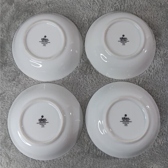 4 MIKASA Barbizon 5 1/2" Fruit Sauce Dessert Bowls Blue Flowers Gray Leaves - Picture 6 of 8